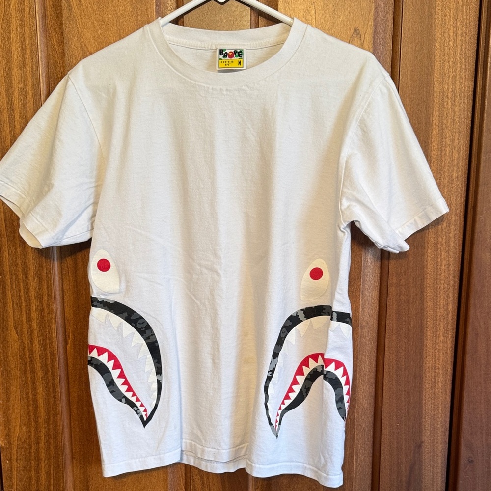 Bape Mens White Tee with Shark Design